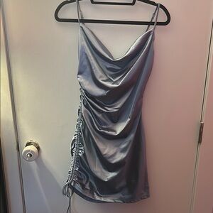 Windsor Blue Asymmetrical Ruched Cocktail Dress